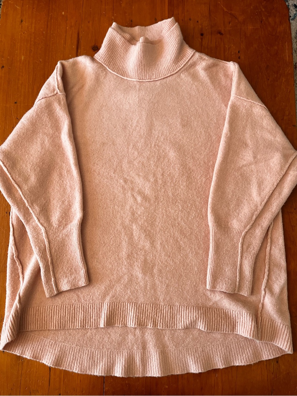 Free People Afterglow Mock Neck Oversized Sweater Blush Pink Medium